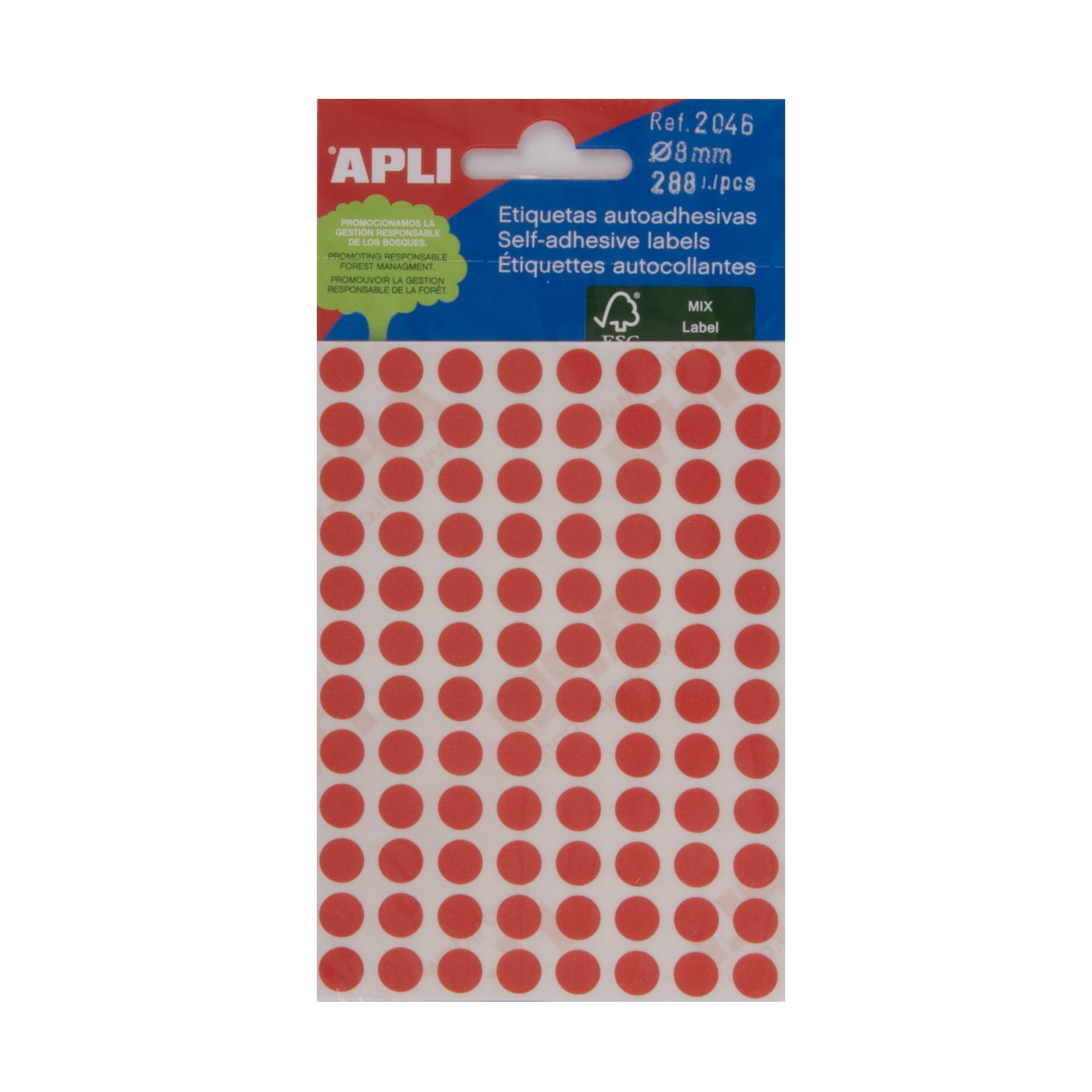 Apli 8mm Diameter Mini Label - Red (Pack of 288)