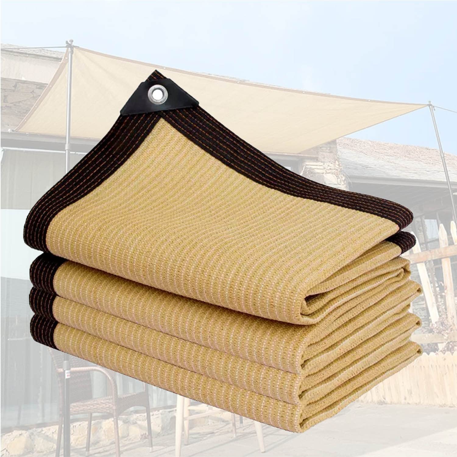 Red De Sombra 90% PañO De Sombra De ProteccióN Solar-Beige Malla Sombreo 1x2m 2x3m 3x4m 3x5m 4x5m con ojales, para Patio, Jardín, Invernadero, Camping toldo Vela de Sombra ( Color : Beige , Size : 5mx