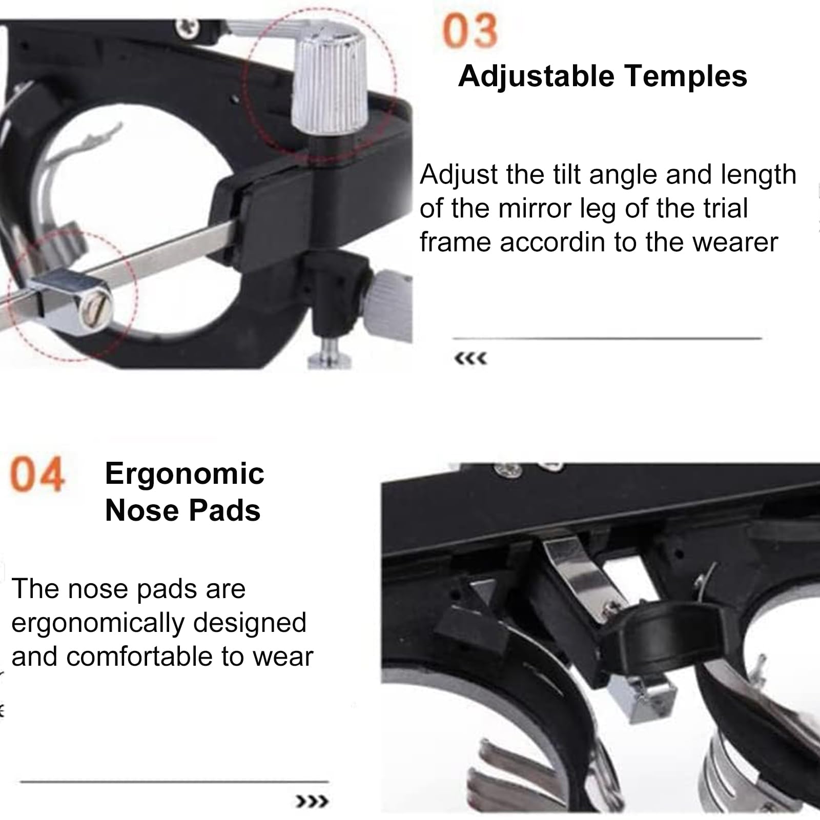 Montura óptica Profesional Ajustable, Montura para Gafas de Examen Visual, con perillas de Ajuste para la Distancia interpupilar, la inclinación de la patilla y la Altura de la plaqueta Nasal