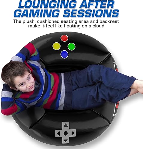 Miniatura 8 de Silla inflable para juegos para niños, estilo puf portátil para niños, silla de juegos de 8 a 12, PVC cómodo y duradero, fácil de limpiar, multiusos