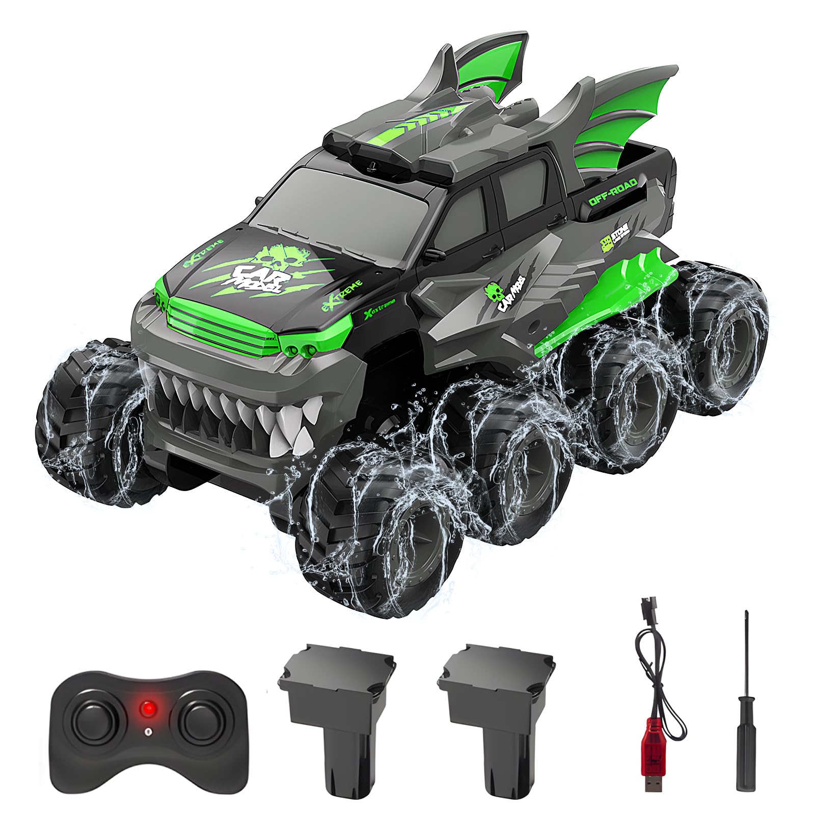 FEIMUOSI Coche Teledirigido Anfibio RC Car: 8WD Carro Telecomandado Coche de Juguete 1:16 Todo Terreno RC Camión Offroad Vehículo para niños de 4-10 años Niños y Adultos Navidad Cumpleaños Regalos