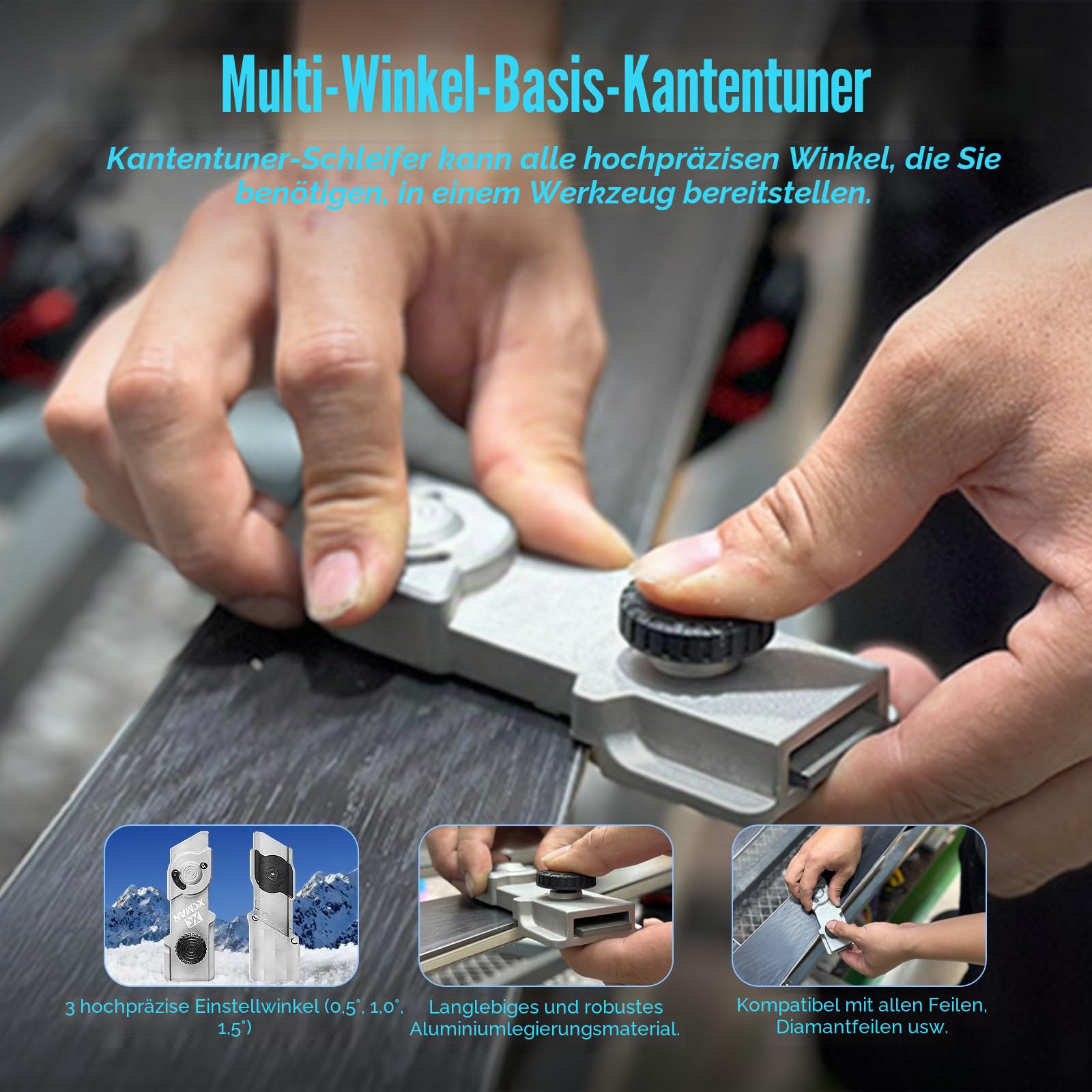XCMAN Komplettes Ski Snowboard Tuning Wachs-Kit mit Wachseisen, Wachs, Mehrwinkel-Basiskanten-Tuner, Ptex-Basisreparatur, Wachspapier, Gummistein für Ski Snowboard Kanten-Tuning