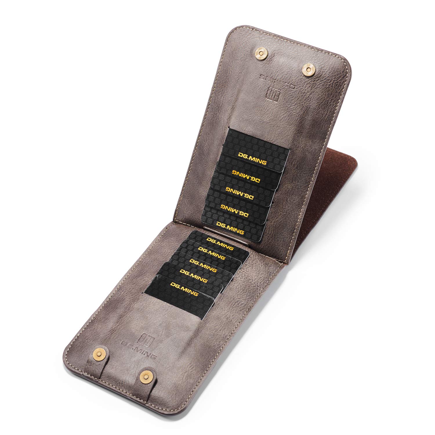 Borsa Con Clip Da Cintura Per Cellulare In Pelle PU - Marsupio Borsello Uomo Fino A 6.3 Pollici - Custodia Porta Cellulare Con Portacarte E Tasche Multiple - Beige/Nero