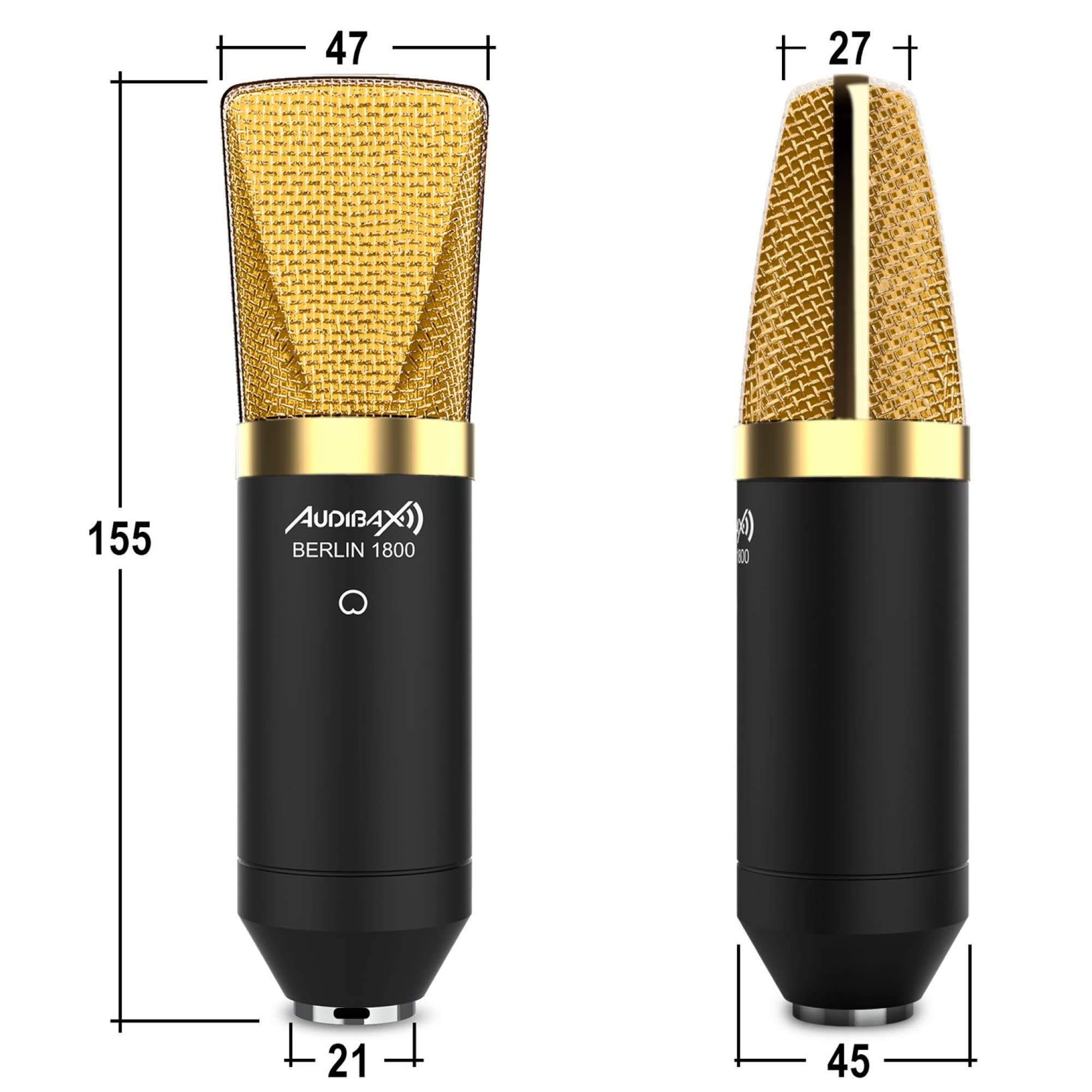 Audibax Berlin 1800 Gold Pack Micrófono Studio Gran Diafragma