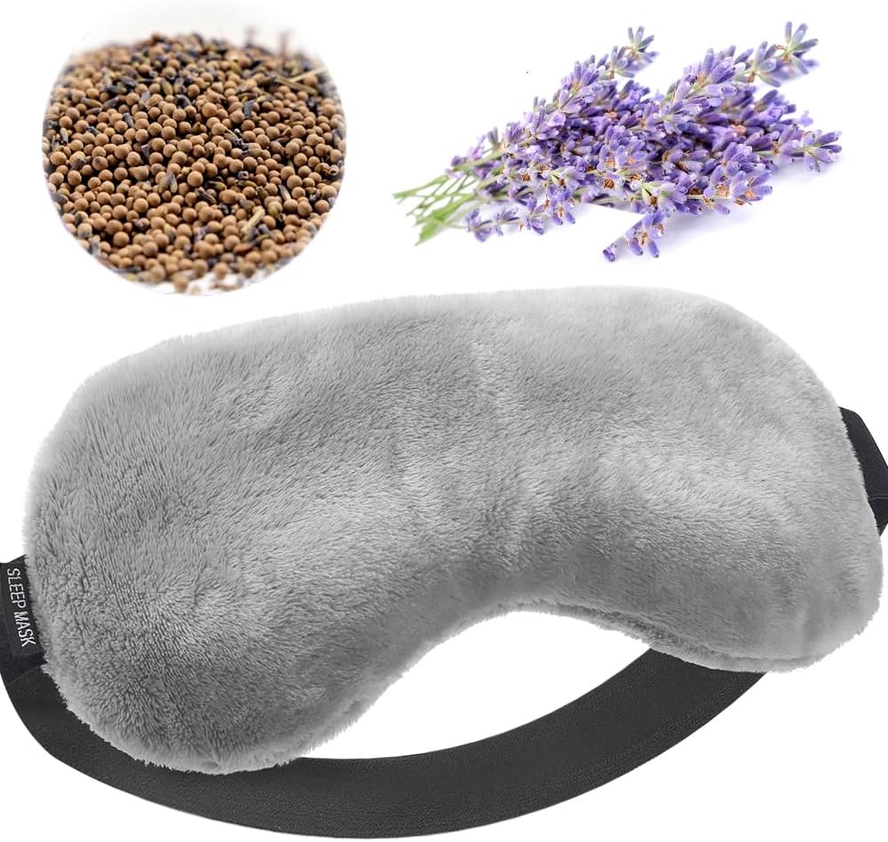 Umisleep Lavender Eye Mask, 0.45 lb Aromatherapy Weighted Eye Mask for Dry Eyes, Sleep Mask for Men Women, Hot Therapy Eye Cover for Compression Pain Relief, Eye Pillow for Puffy Eyes, Sinus Pain-Grey