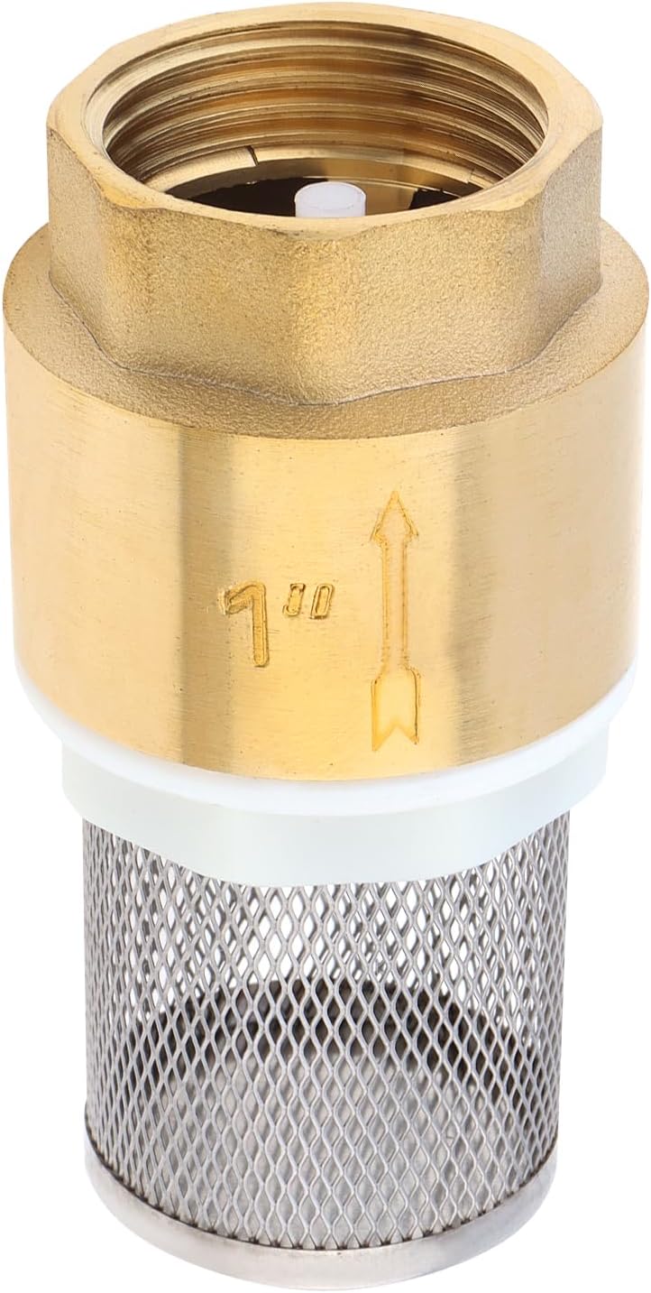 Foot Valve 1", PNXKTXO DN25 Brass Check Valve Water Pump Bottom Valves with Filter No Return Valves