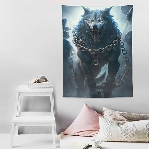 Miniatura 8 de Tapiz de mitología nórdica Fenrir El lobo místico, pintura en pared, tapiz de pergamino, impresión de imágenes para sala de estar, decoración de