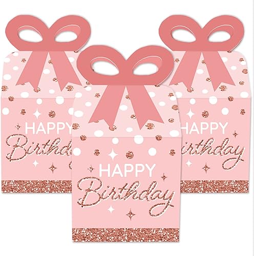 Miniatura 10 de Big Dot of Happiness 13 cumpleaños rosa dorado - Cajas de regalo cuadradas de recuerdos - Cajas de lazo para fiesta de cumpleaños - Juego de 12