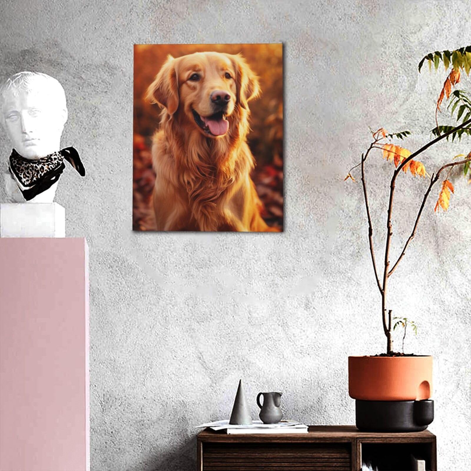 Amazon.co.jp: アートパネル 絵画 秋 ゴールデン・レトリバー 犬 いぬ