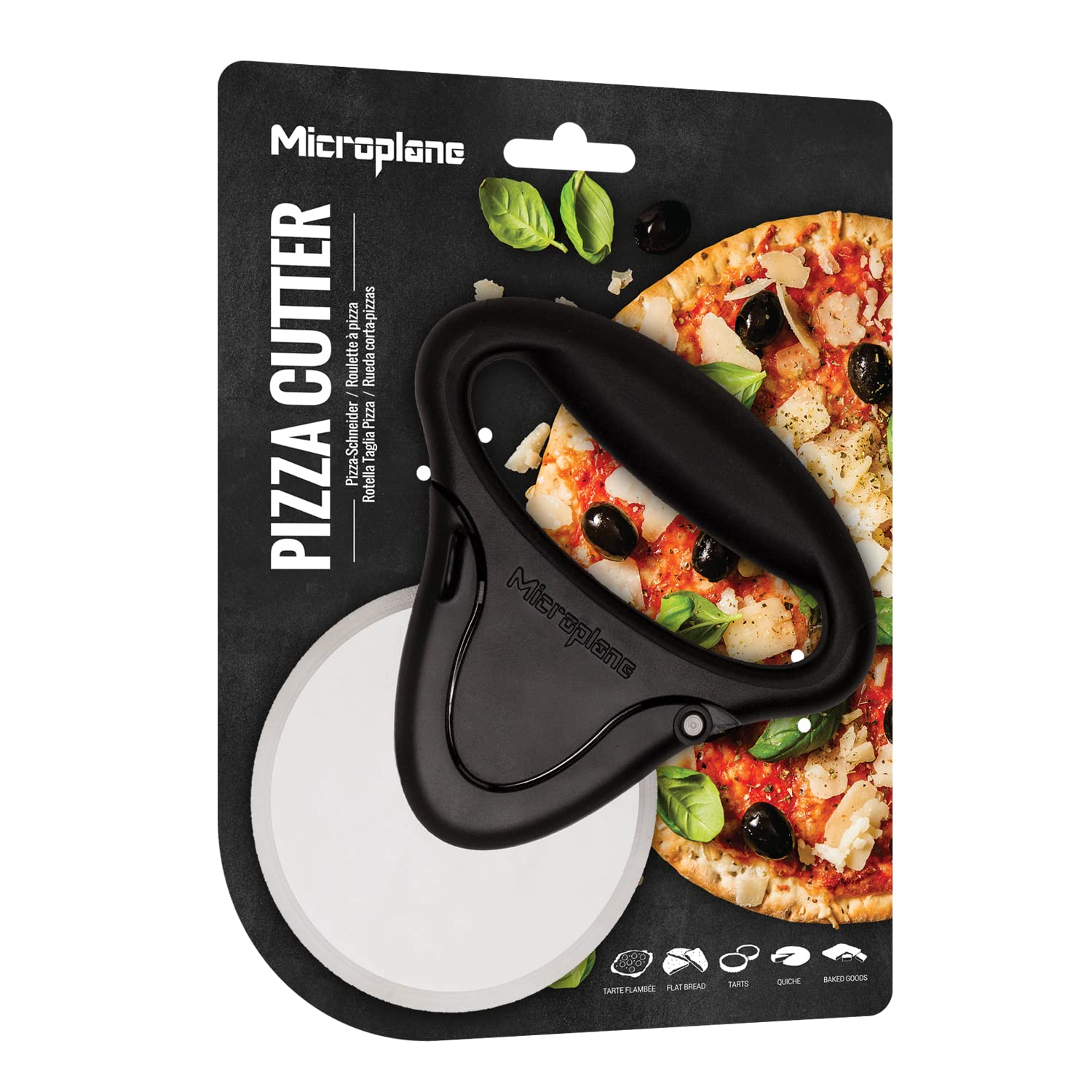 Microplane nóż do pizzy ze stali nierdzewnej, czarny