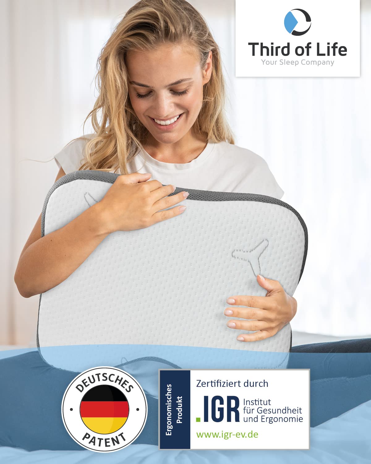 Cuscino Re-Charge Intense | Cuscino ortopedico per dormire sul fianco | Cuscino ergonomico in memory foam per la cervicale con carbone attivo di bambù | Innovativa tecnologia per un sonno più profondo