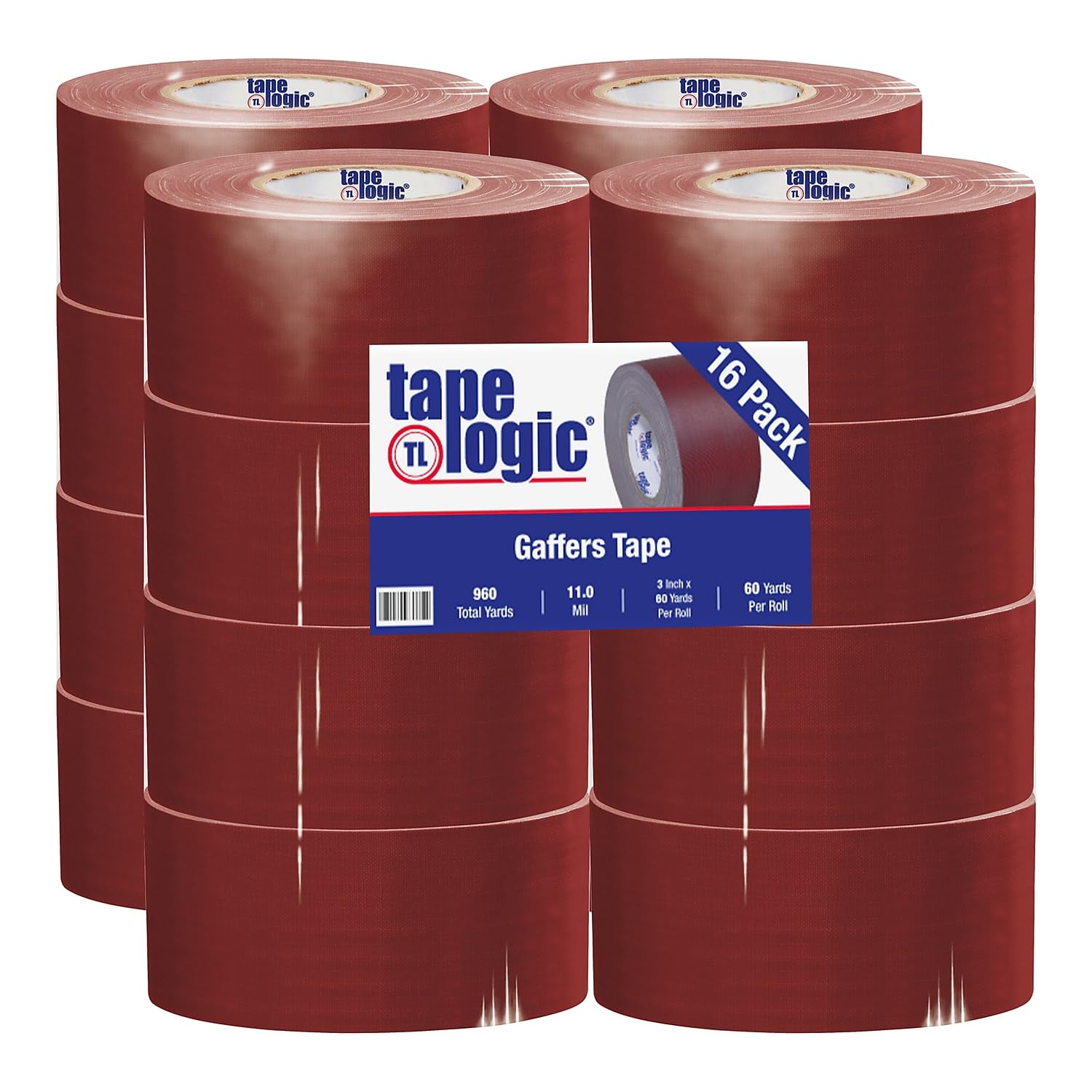 Tape Logic Gaffers Tape, 11 Mil, 3-inch x 60 yds., Burgundy, 18/Case (T98818BUR)