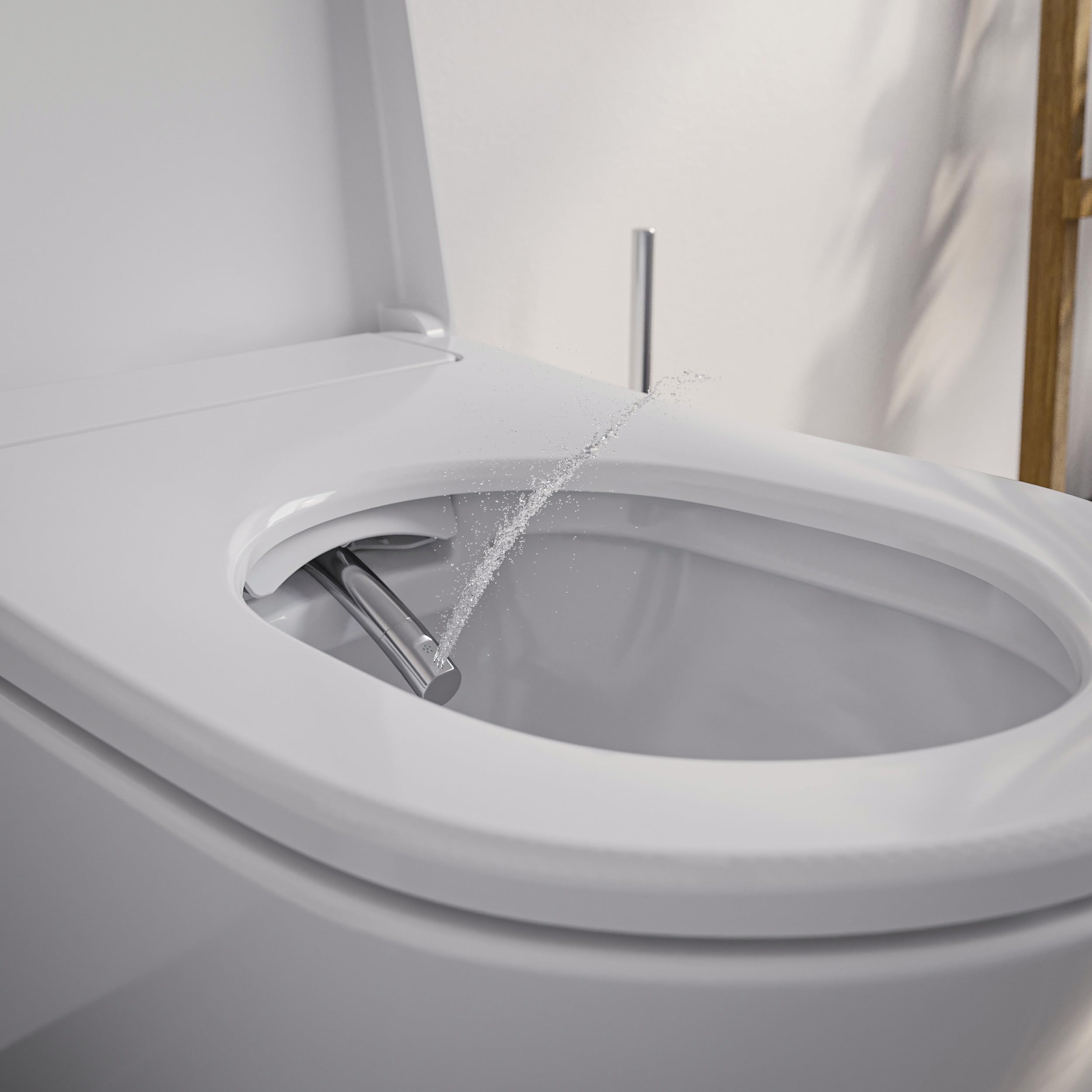 BERNSTEIN - Toilettes WC japonais suspendu lavant Cuvette céramique Blanc brillant + télécommande, jet douche, séchoir air chaud, filtre anti-odeurs, Chasse Vortex 180° - 59x38x38cm - Pro+1102