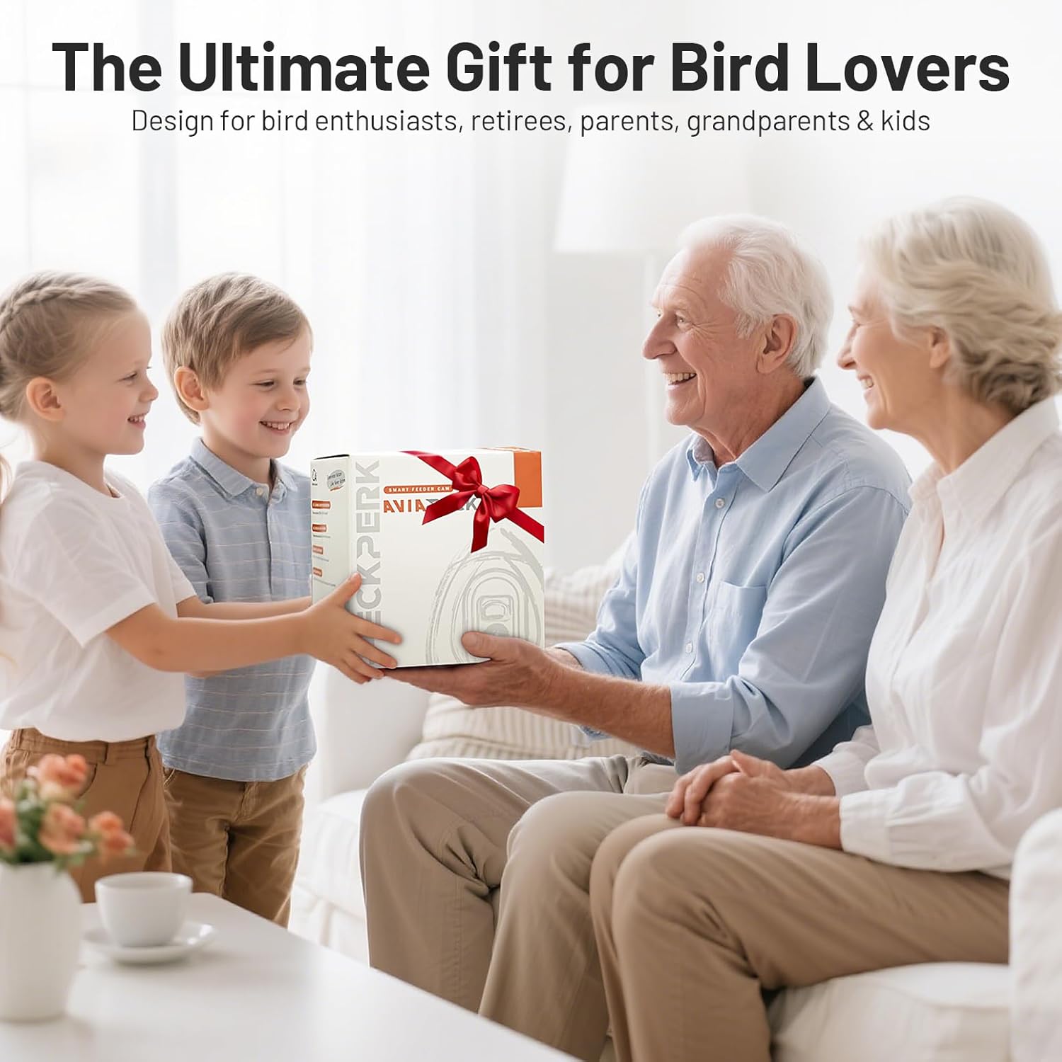 Smart Bird Feeder with Camera Solar Powered Outdoor - 2K HD Live Video, AI Bird ID (11,000+ Species), Squirrel-Proof, Instant Alerts & IP65 Weatherproof Outside, Great Gift for Birdlovers,Light Camel