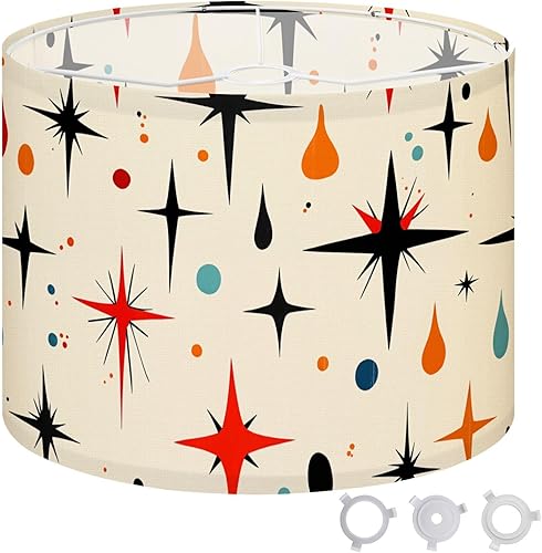 Drum Lamp Shade Boho Mid Century Fifties Modern Retro Luxurious Stars Polka Dots Lampshades for Floor Lamps Table Lamps Pendant Light Large