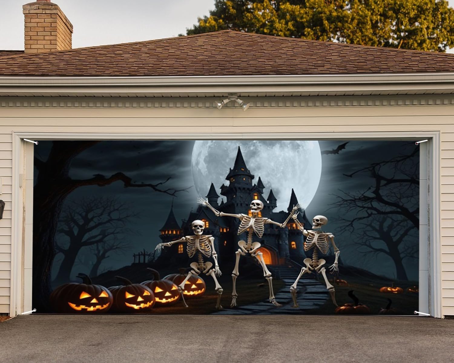 ChloropLastid Halloween Garage Door Decorations Banner Cover Horrible Pumpkin Night Halloween Garage Wall Decorations for Outdoor Holiday Party Indoor Outdoor Decor Banner Cover 10x8ft