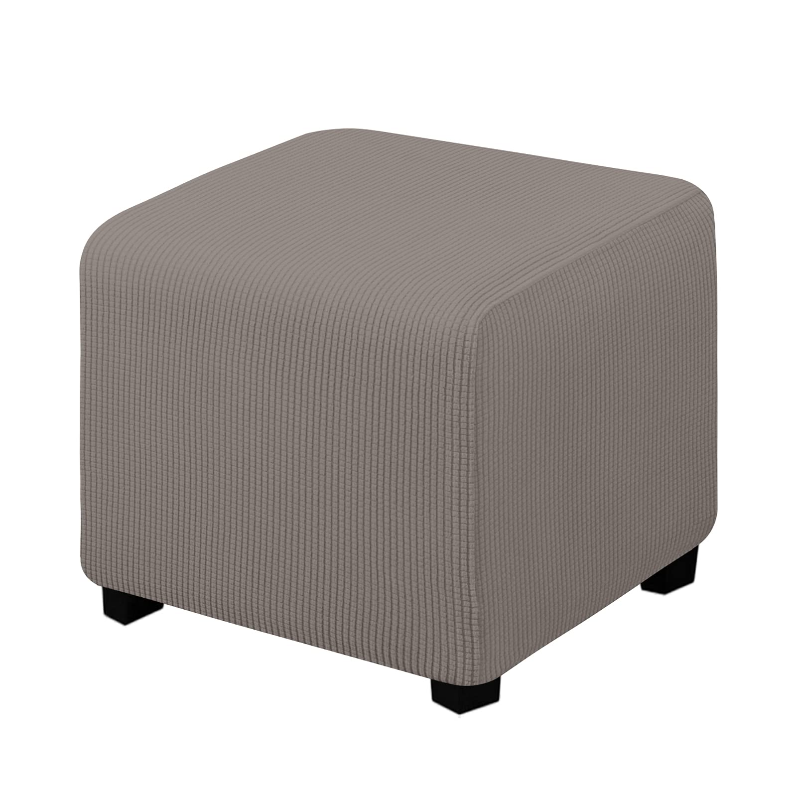 Easy-Going Stretch Ottoman Cover Folding Storage Stool Furniture Protector Soft slipcover with Elastic Bottom (X-Small,Taupe)