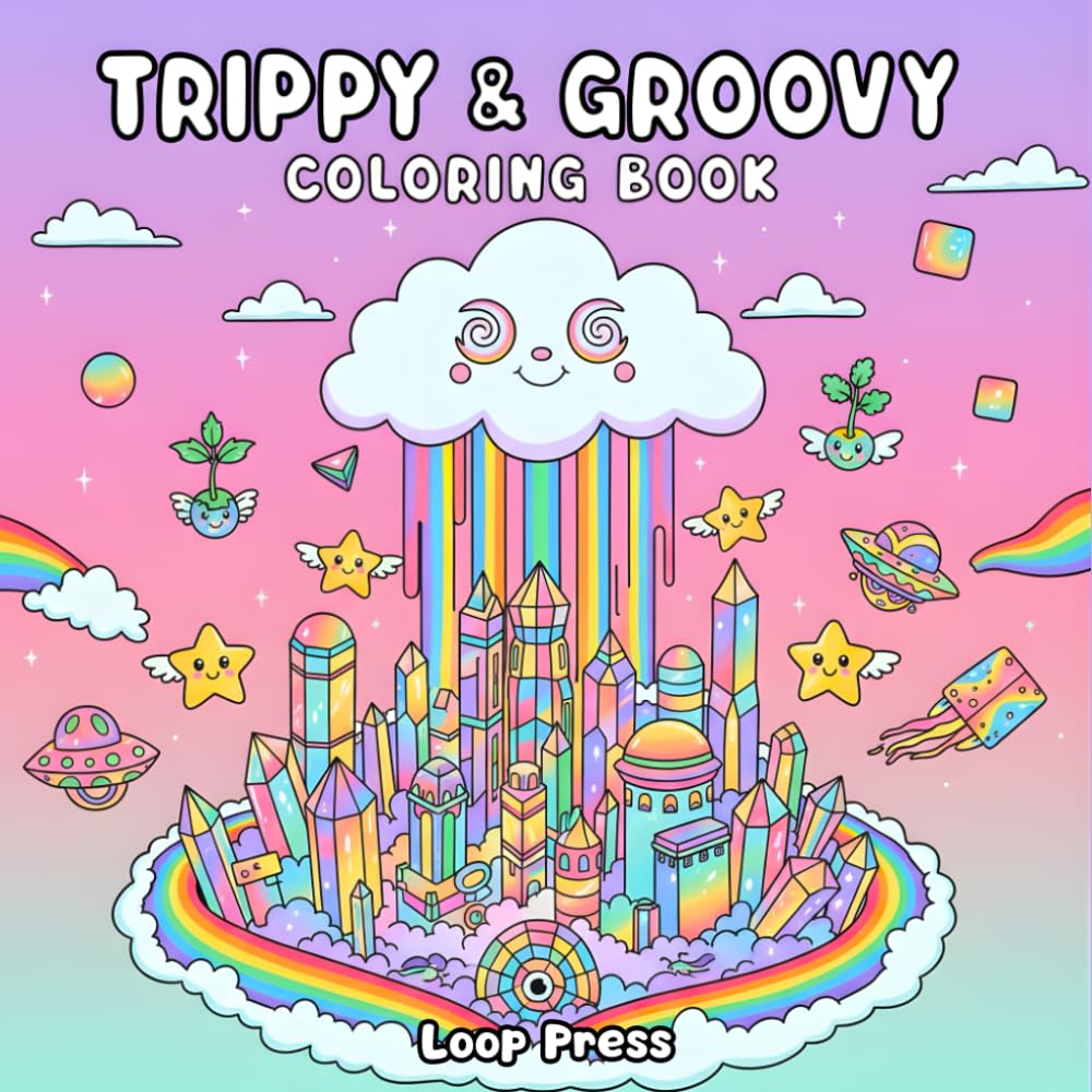 Trippy & Groovy Coloring Book: for Adults and Kids, Bold and Easy, Simple and Big Designs for Relaxation and Stress Relief