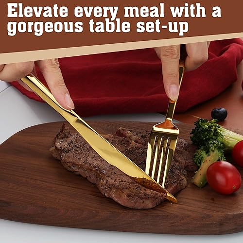 Miniatura 6 de PUREAIN - Juego de cubiertos dorados de 30 piezas para 6, juego de cubiertos de acero inoxidable para el hogar, cocina, restaurante y hotel, juego