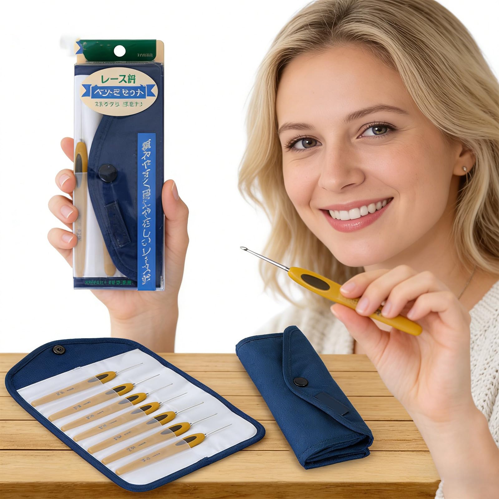 Juego de agujas para amantes del tejido, diseños ergonómicos de varios tamaños, Estuche portátil para herramienta de encaje artesanal