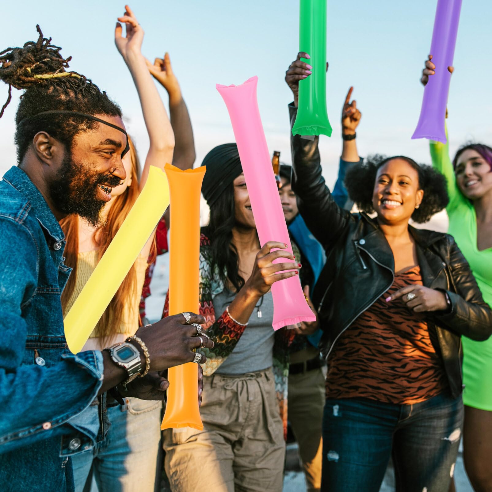 Yardwe Party Wands 40pcs Inflatable Cheer Sticks for Thunder Sticks for Boys and Girls