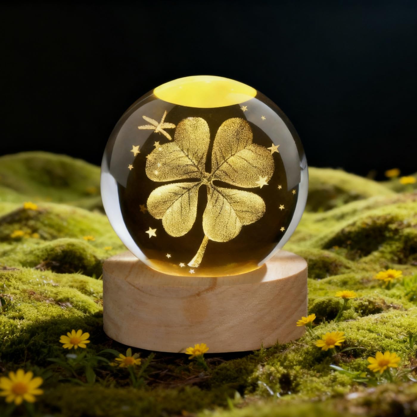 Bola de cristal de 60 mm, trébol de cuatro hojas, amuleto de la suerte, piedras de la suerte, pisapapeles, bola de cristal, decoración de bolas de cristal, pequeños regalos