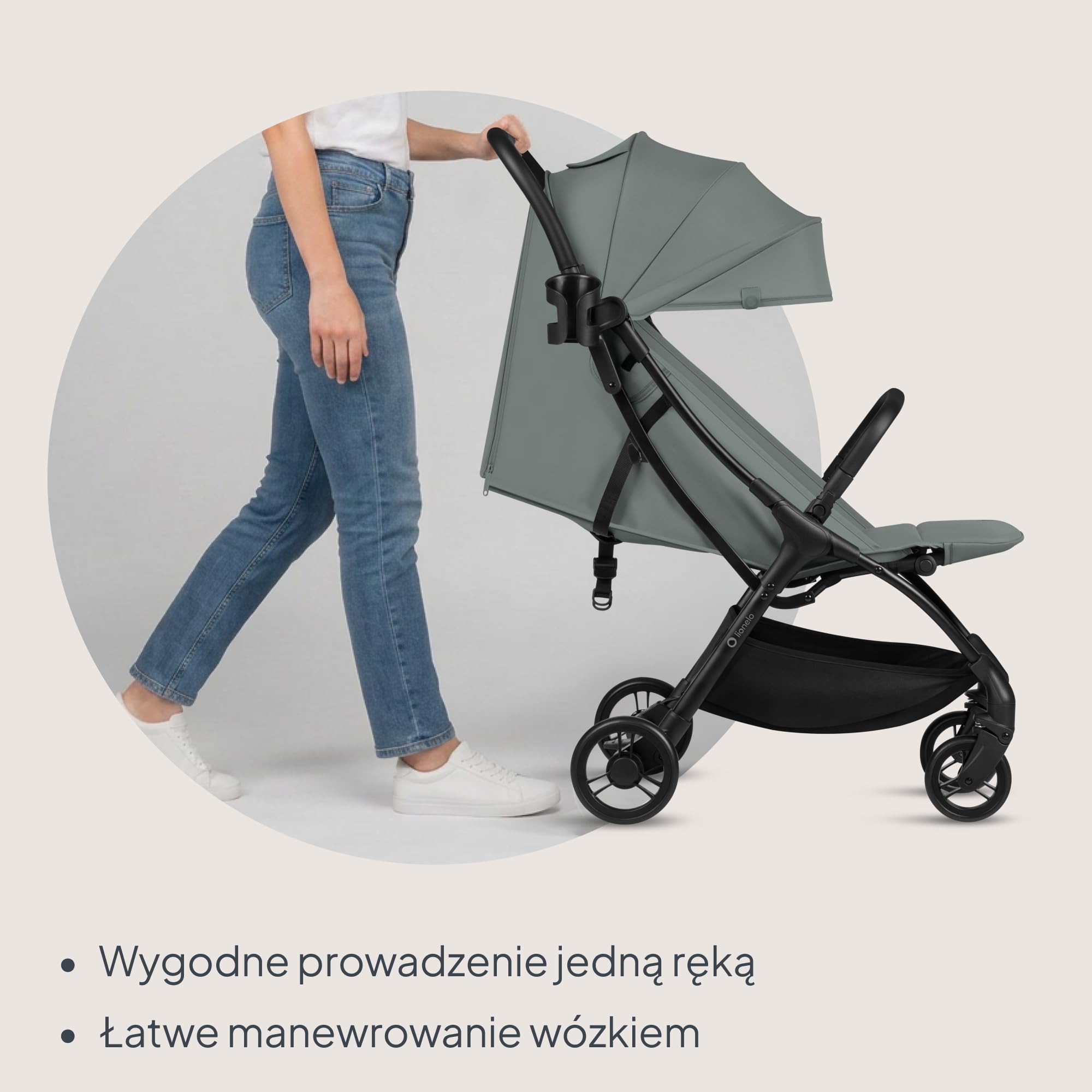 Lionelo Agia wózek podróżny do 22 kg, lekki wózek dziecięcy od 6 miesięcy, mały, składany, z funkcją automatycznego składania jedną ręką, funkcja leżenia, duża powierzchnia do siedzenia, zawieszenie
