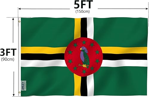 Miniatura 7 de ANLEY Fly Breeze - Bandera de Dominica de 3 x 5 pies, color vivo y a prueba de decoloración, cabecera de lona y doble costura, banderas dominicanas