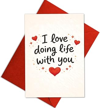 I Love Doing Life With You Card, Romantic Heart Love Greeting Card for Husband Wife Boyfriend Girlfriend, Sweet Love Card, 8x5.3 Inch With Envelope