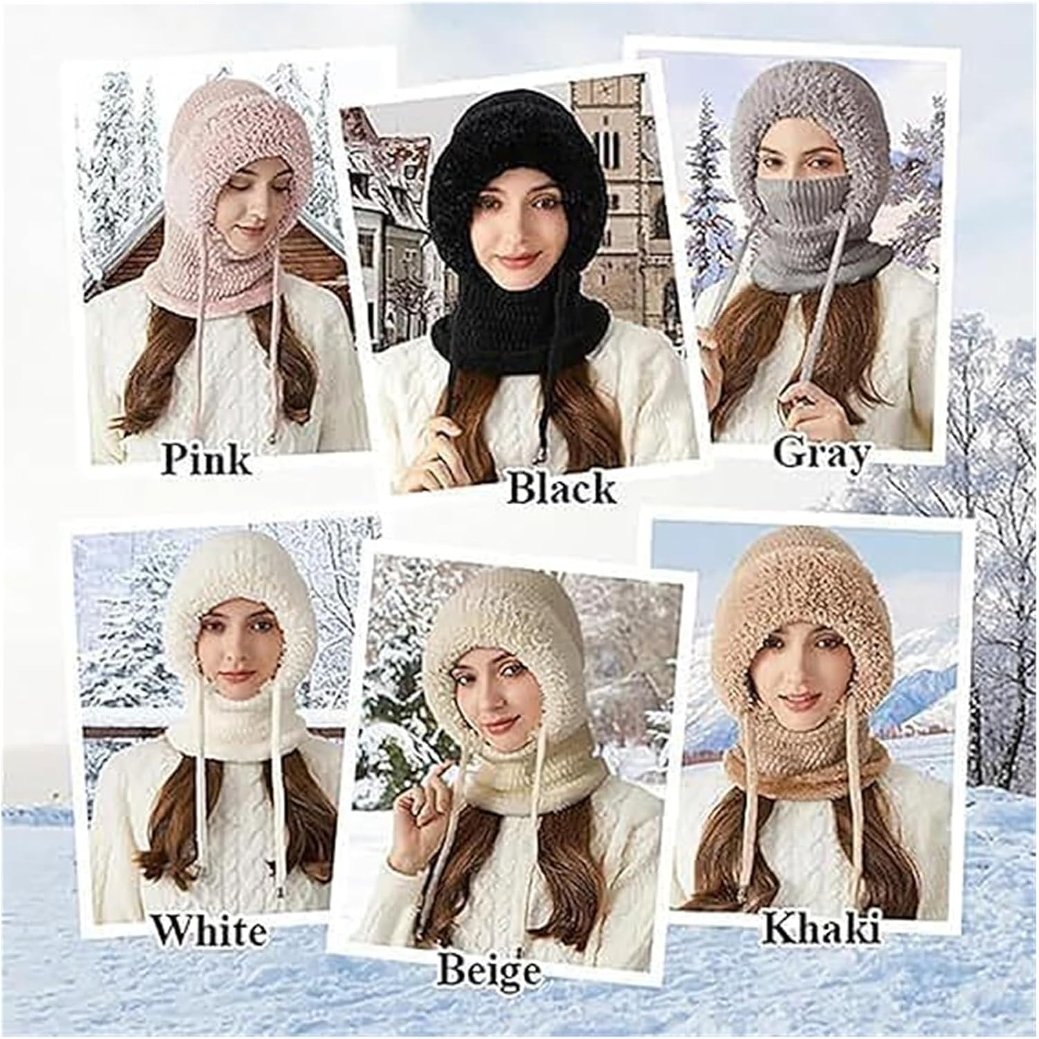 [POAEGHN] 防寒3in1ビーニーハット - 防風バラクラバスタイル（女性用）(Brown)