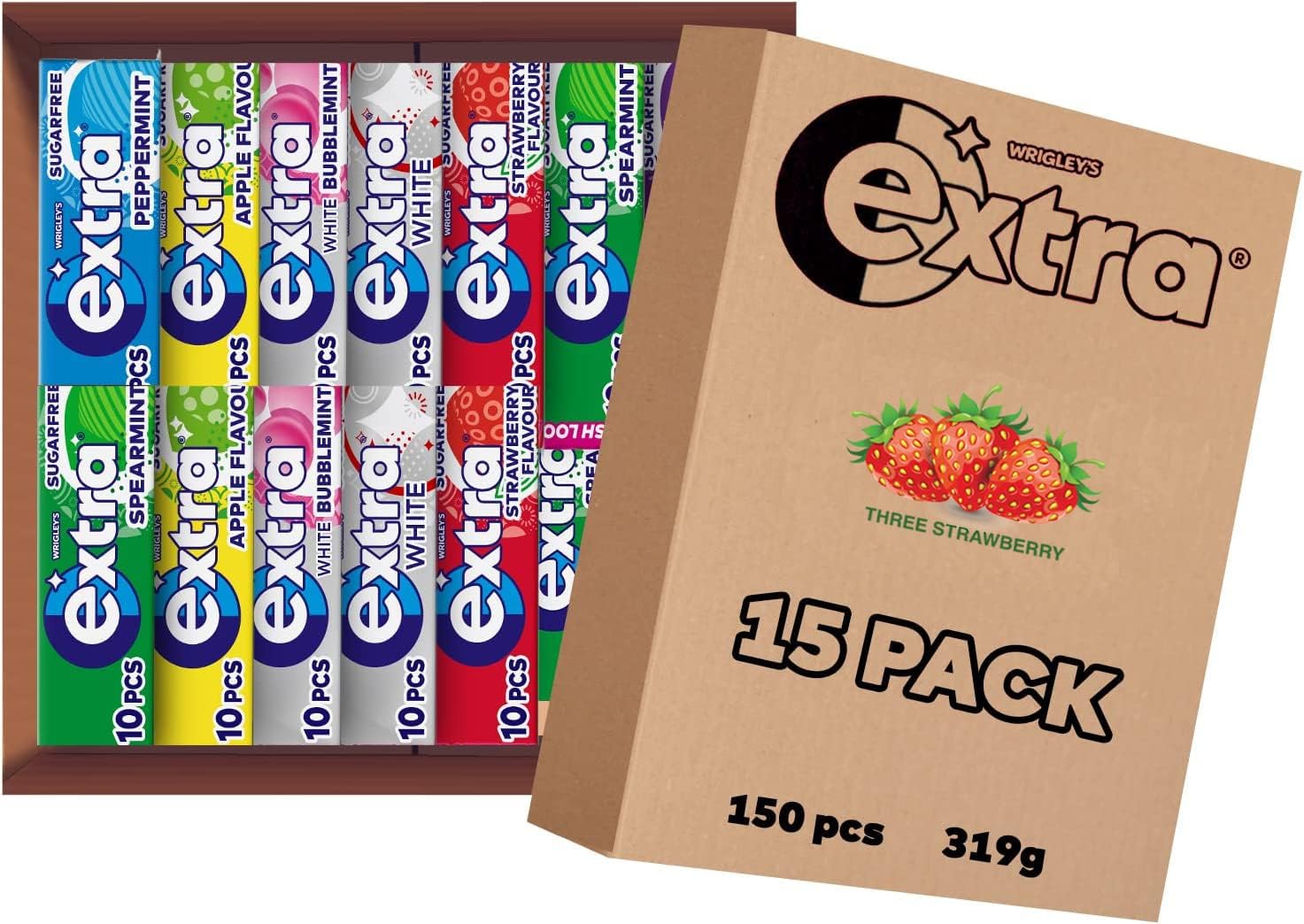 Extra Chewing Gum Variety Pack Bundle, Sugar Free Selection, Bulk Box