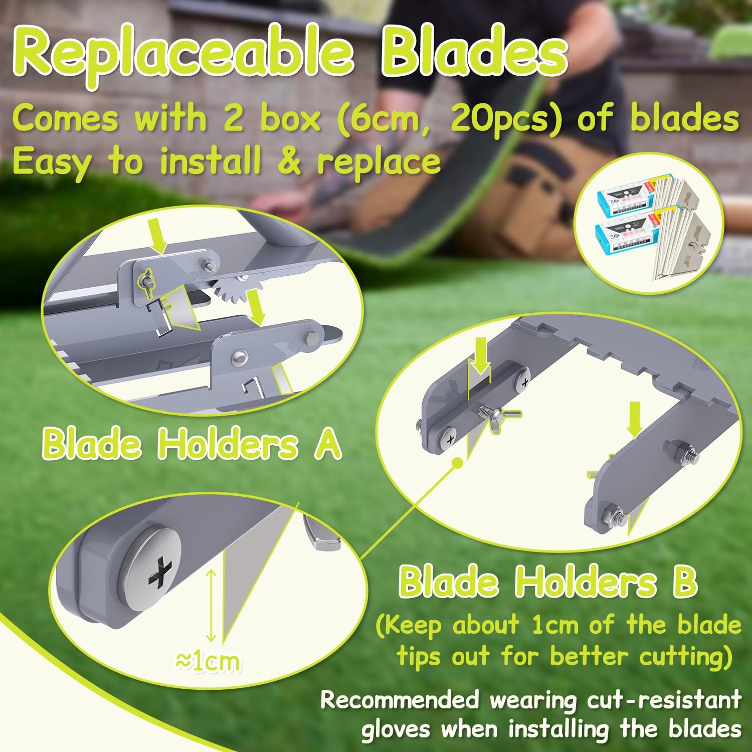 TOPOWN Artificial Turf Cutter, Artificial Grass Line Cutter | Artificial Grass Installation Tool, Dual-Mode Artificial Turf Line Cutter, Double Turf Cutter, Heavy-Duty Grass Cutter Tool