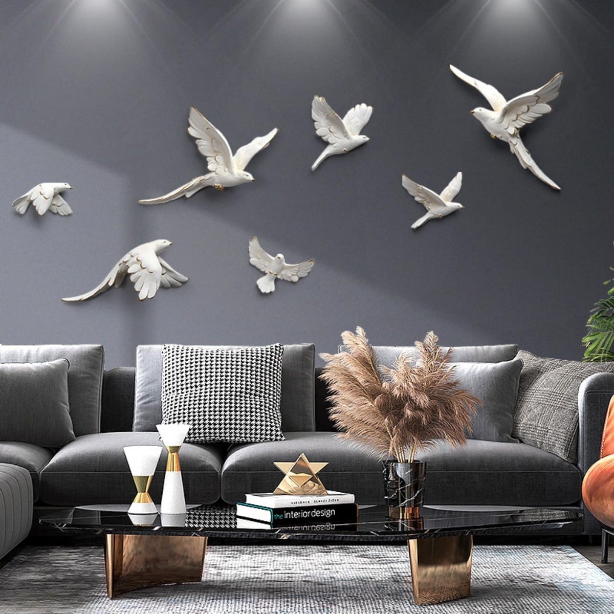 Décoration Murale 3 Pièces Oiseaux En Vol - Style Bois Rustique - Pour Salon, Chambre, Salle De Bain