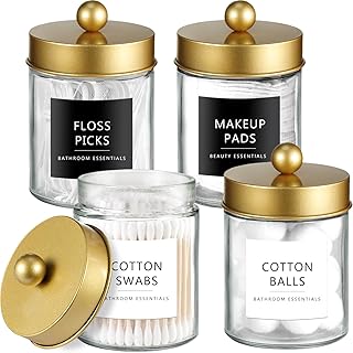 Amolliar 4 Pack Qtips Dispenser Holder - Bathroom Countertop Storage Org...