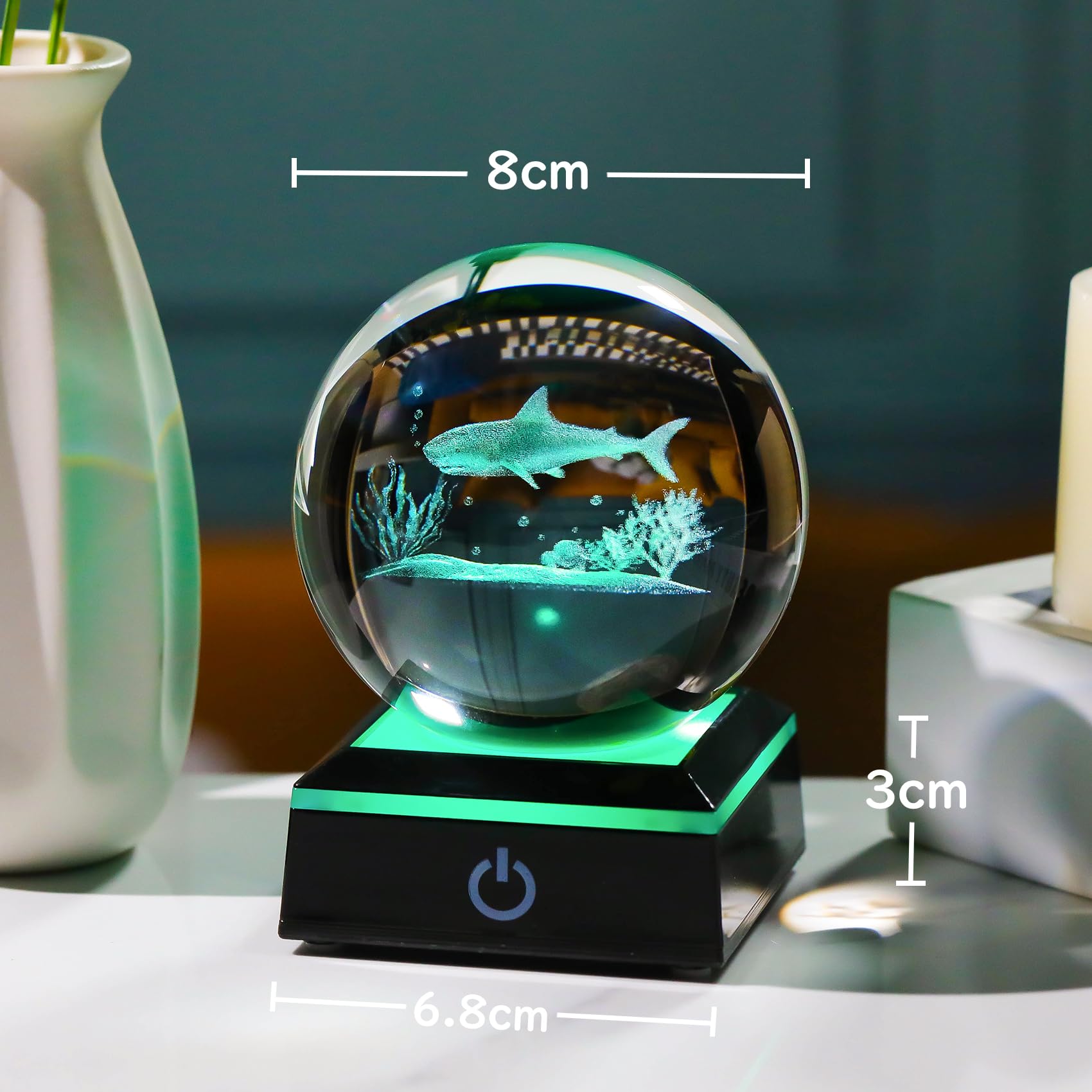 Amazon.co.jp: Kertari K9クリスタルボール 3D サメ グッズ 雑貨