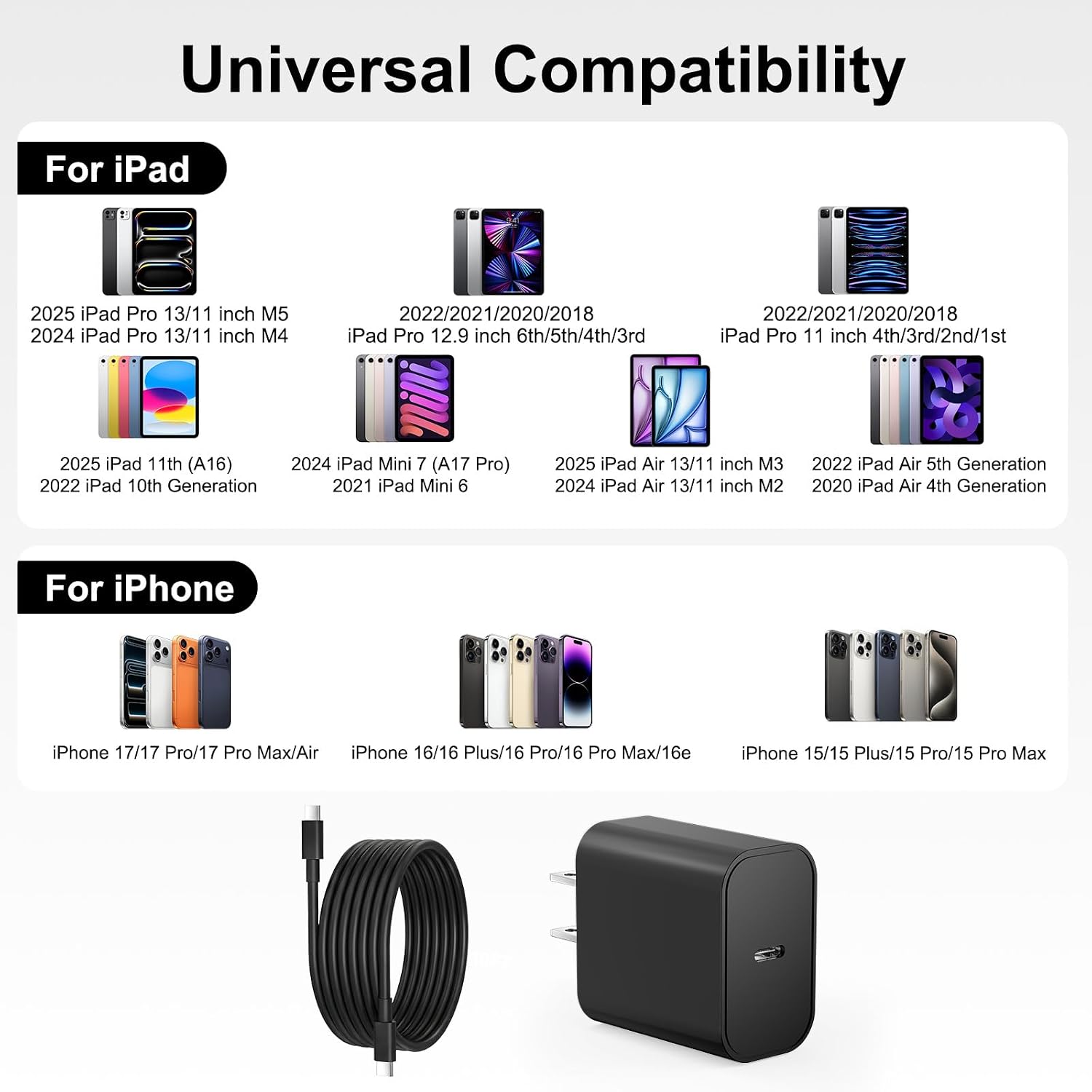 iPad Charger Fast Charging, 20W USB C Charger Block, 10FT USB C to C Cable image 2