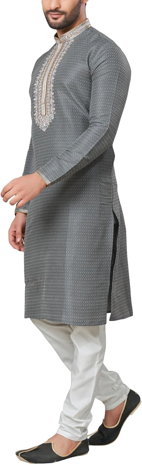SK121 Men's Kurta Pajama Set Indian Traditional Party Wear Outfit - Image 4
