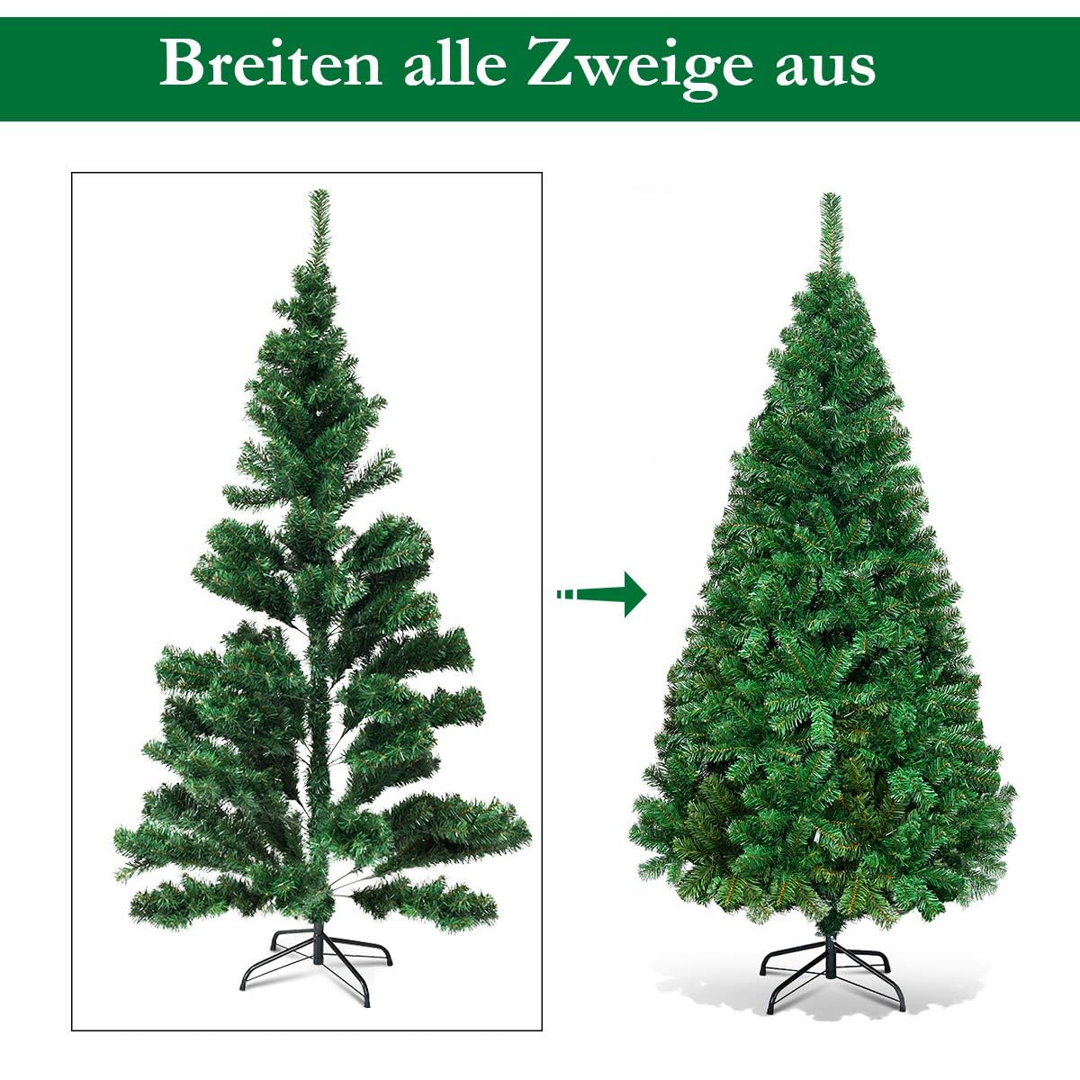FANTASK Árbol artificial de Navidad de 240 cm con soporte de metal, agujas de PVC, árbol de Navidad, árbol de Navidad, árbol de Navidad artificial, ideal para tiendas, hogar, hoteles y oficinas (verde