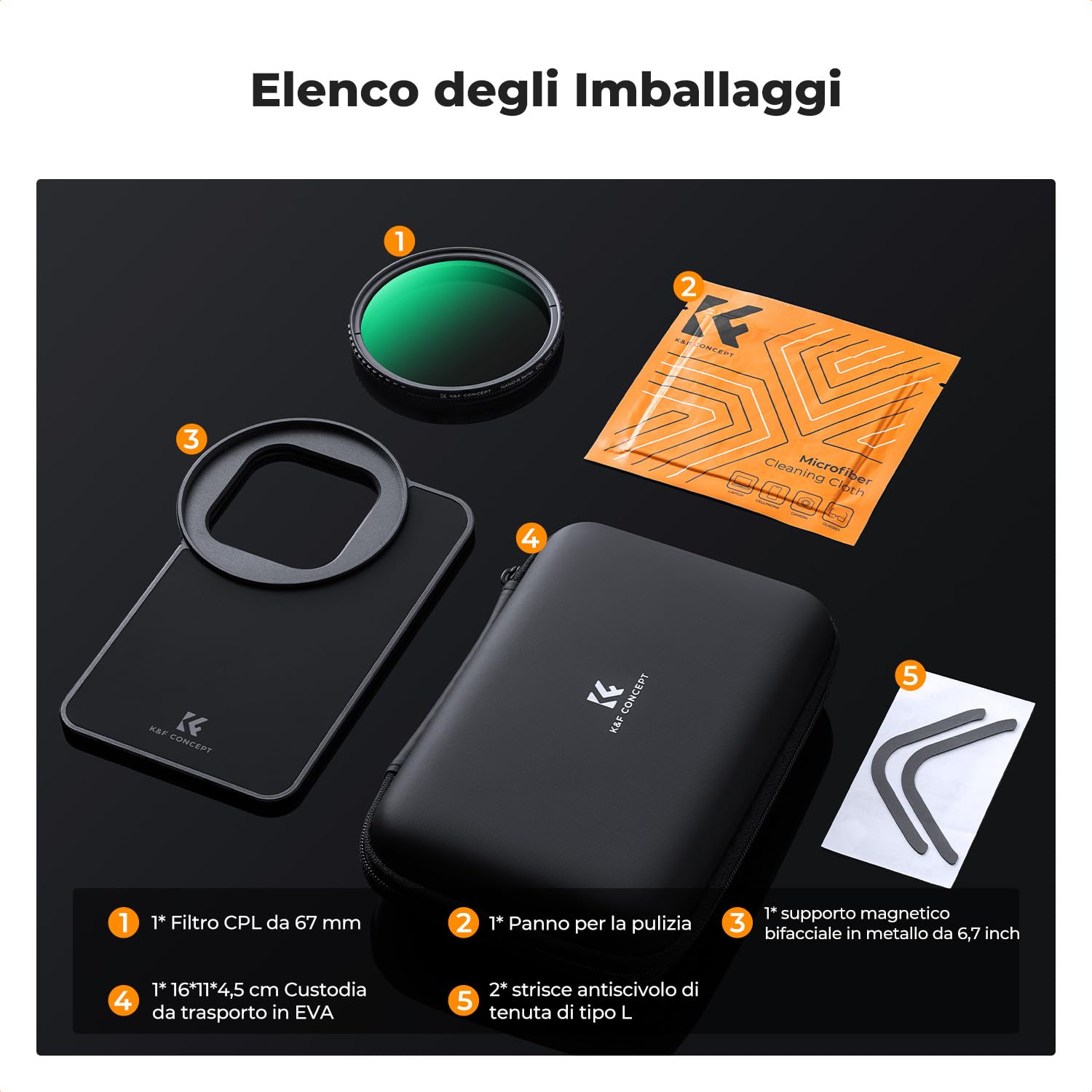 K&F CONCEPT Adattatore Magnetico da 6,7 pollici con Filtro CPL da 67 mm per iPhone, Compatibile con 16/15/14/13/12 Pro Max, 16/15/14 Plus (6,7/6,9 pollici)