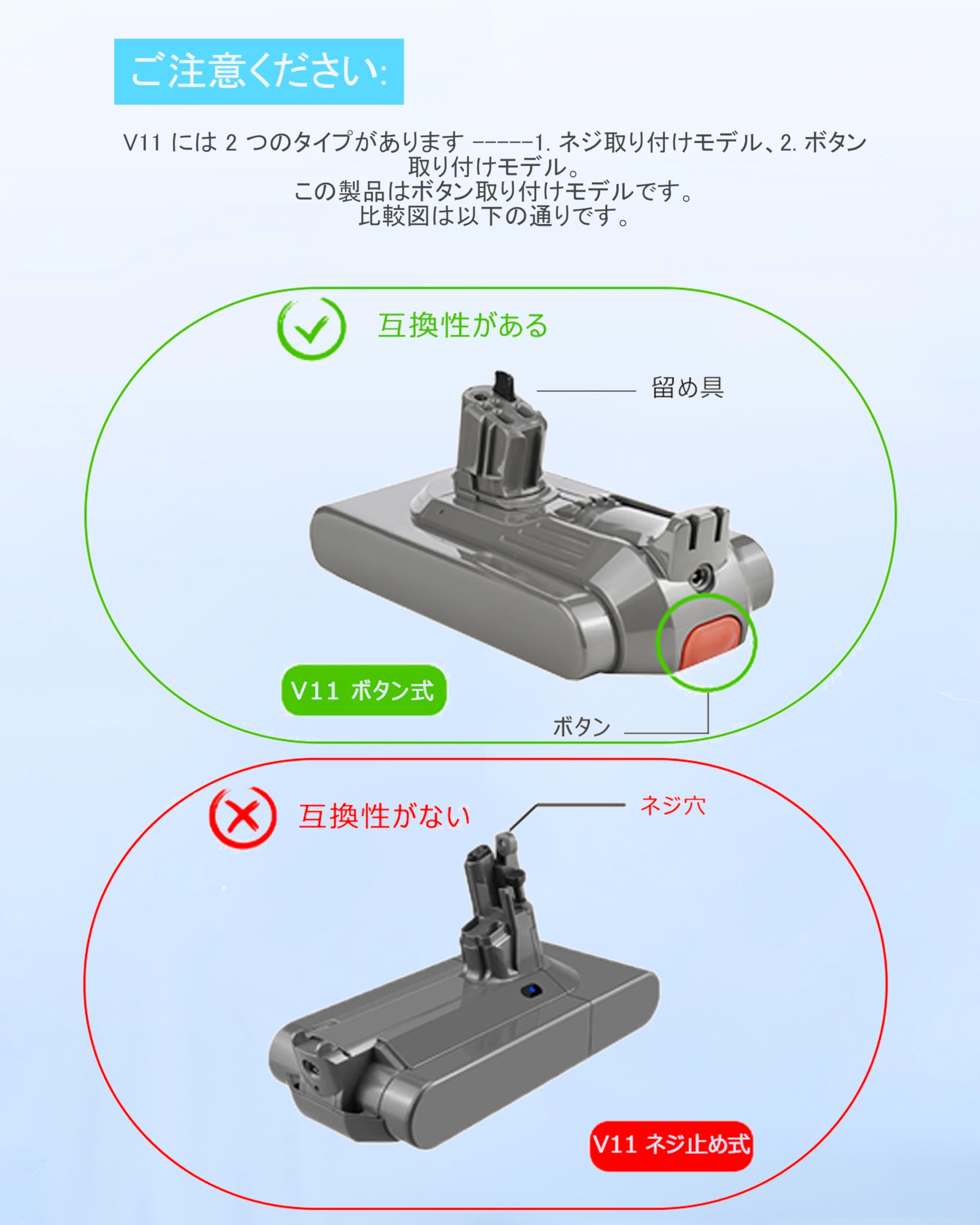 Amazon.co.jp: BOTKK 互換 ダイソン V11 バッテリー ボタン脱着式 SV15
