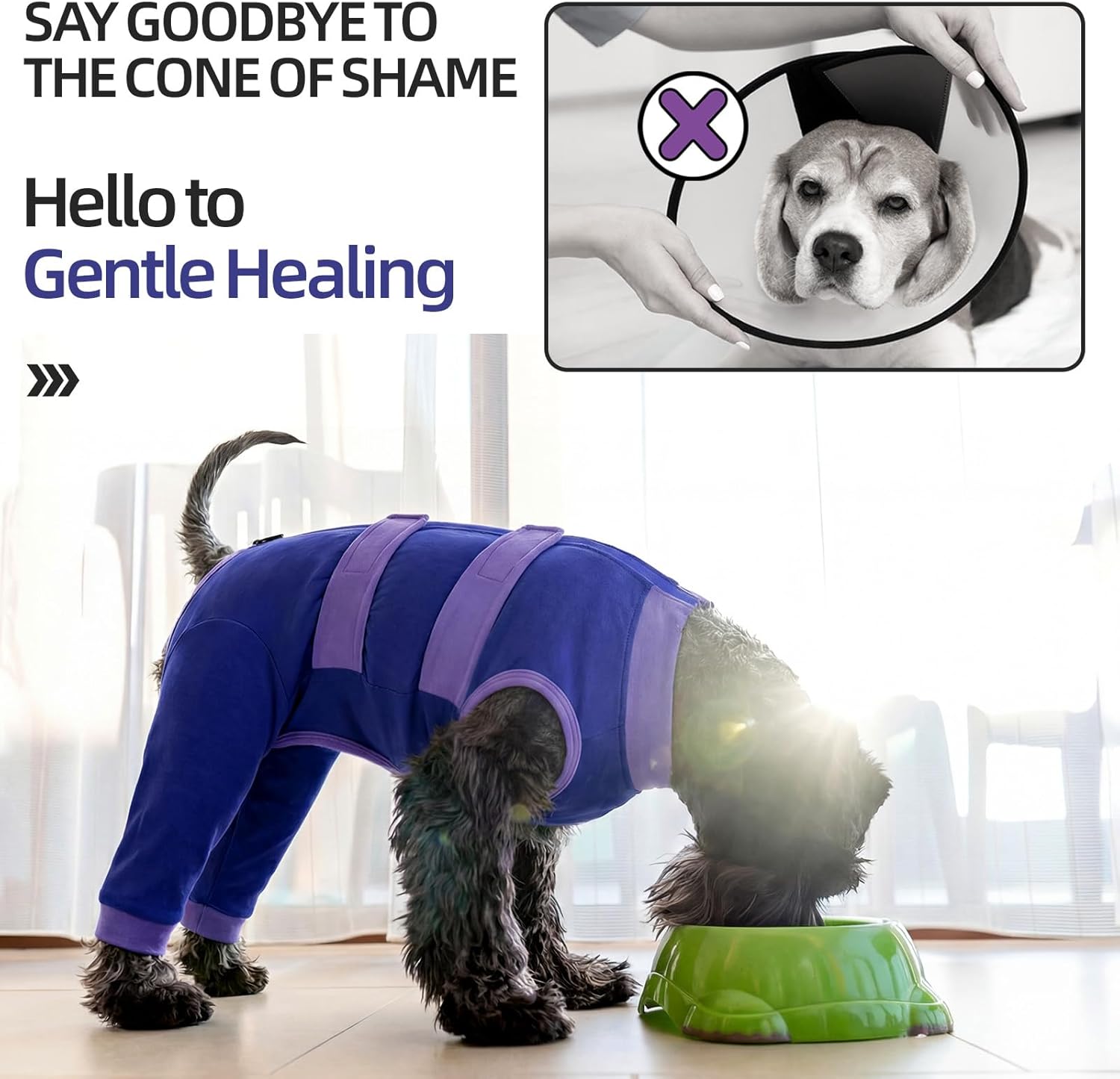 Lelepet Dog Surgery Recovery Suit for Rear Legs, Soft Dog Pants to Prevent Licking, Adjustable Long Sleeve Pet Onesie Pajamas for Dogs, Cone Alternative Leg Sleeve Bodysuit for Dogs After Spay/Neuter