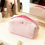 Cotton Makeup Bag, Large Capacity Travel Cosmetic Pouch, Cute Portable Toiletry Bag for Women and Girls (B)