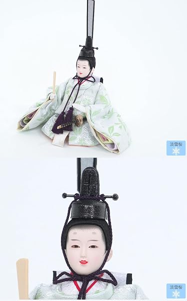 秀光人形工房 限定商品 雛人形 ひな人形 お雛様 おひなさま 衣裳着 親王 ケース飾り フルセット コンパクトケース入り 雪洞に明かりが灯りお人形を引き立てます オルゴール付き 間口47㎝ 【P86302C淡雪桜】 - 4