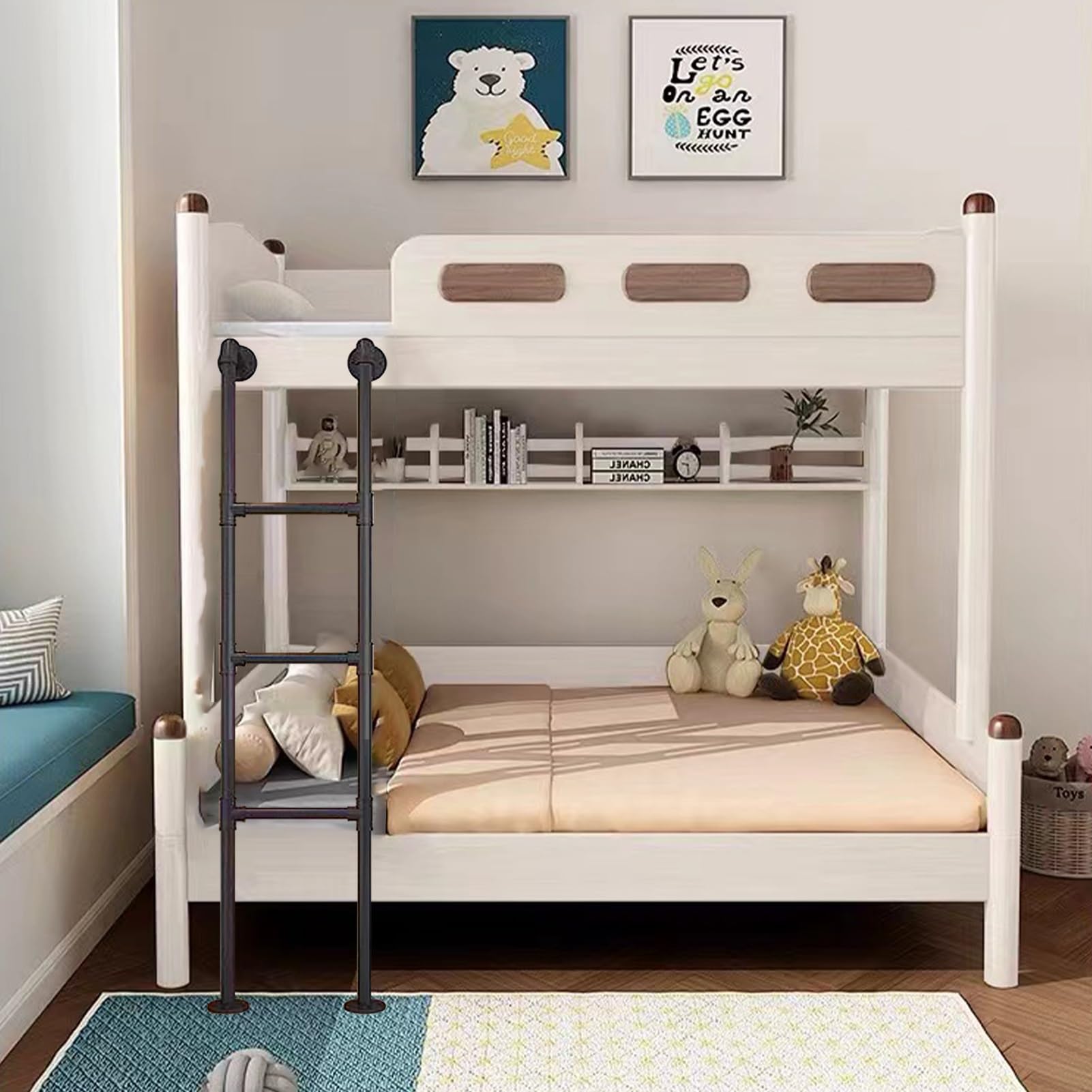 Wall Mounted Ladder, Wrought Iron Bunk Bed Egress Ladder Wall Mounted for Loft RV Dorm Multiple Sizes(170cm/67in)
