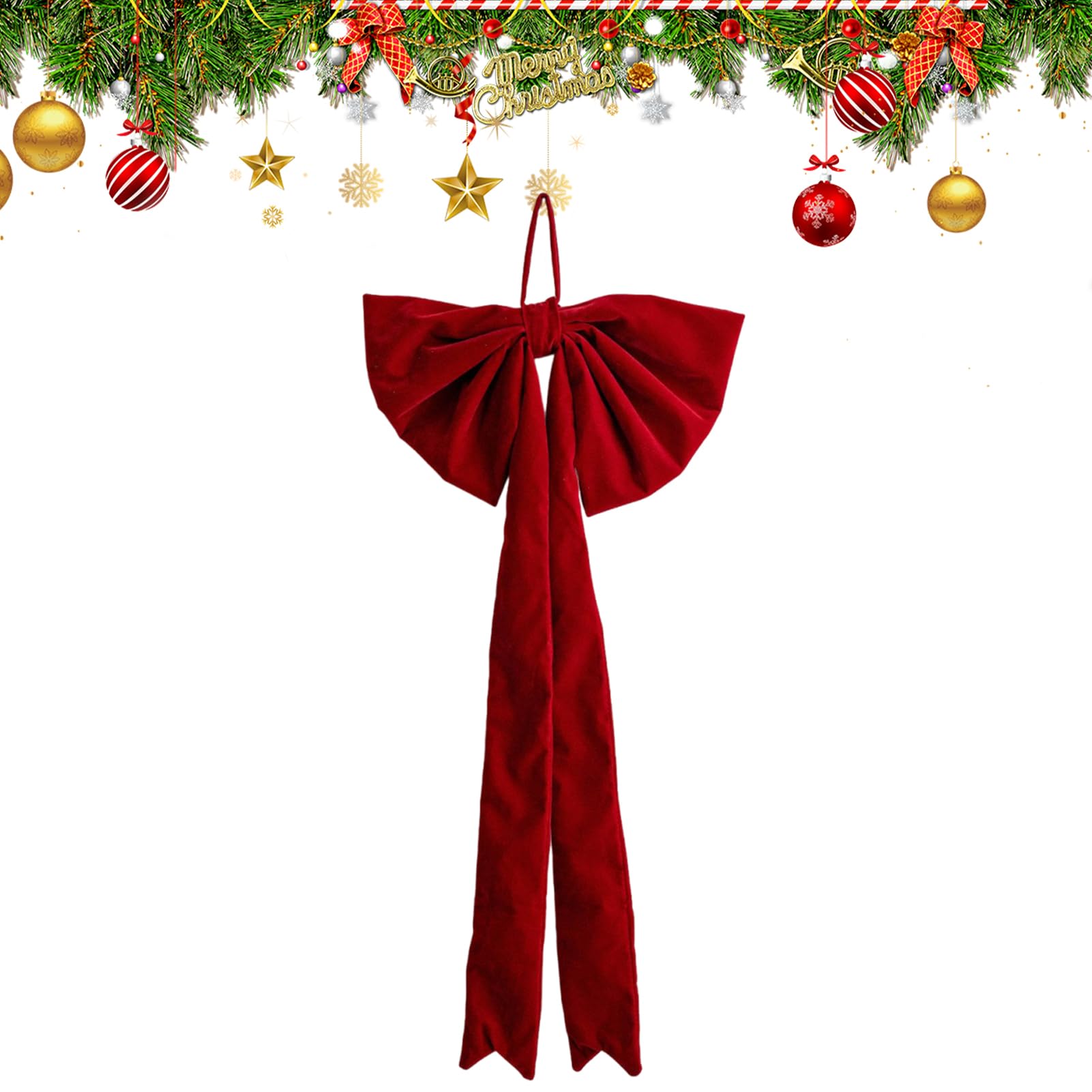 Adorno de cinta roja para decoración de lazos de Navidad grandes
