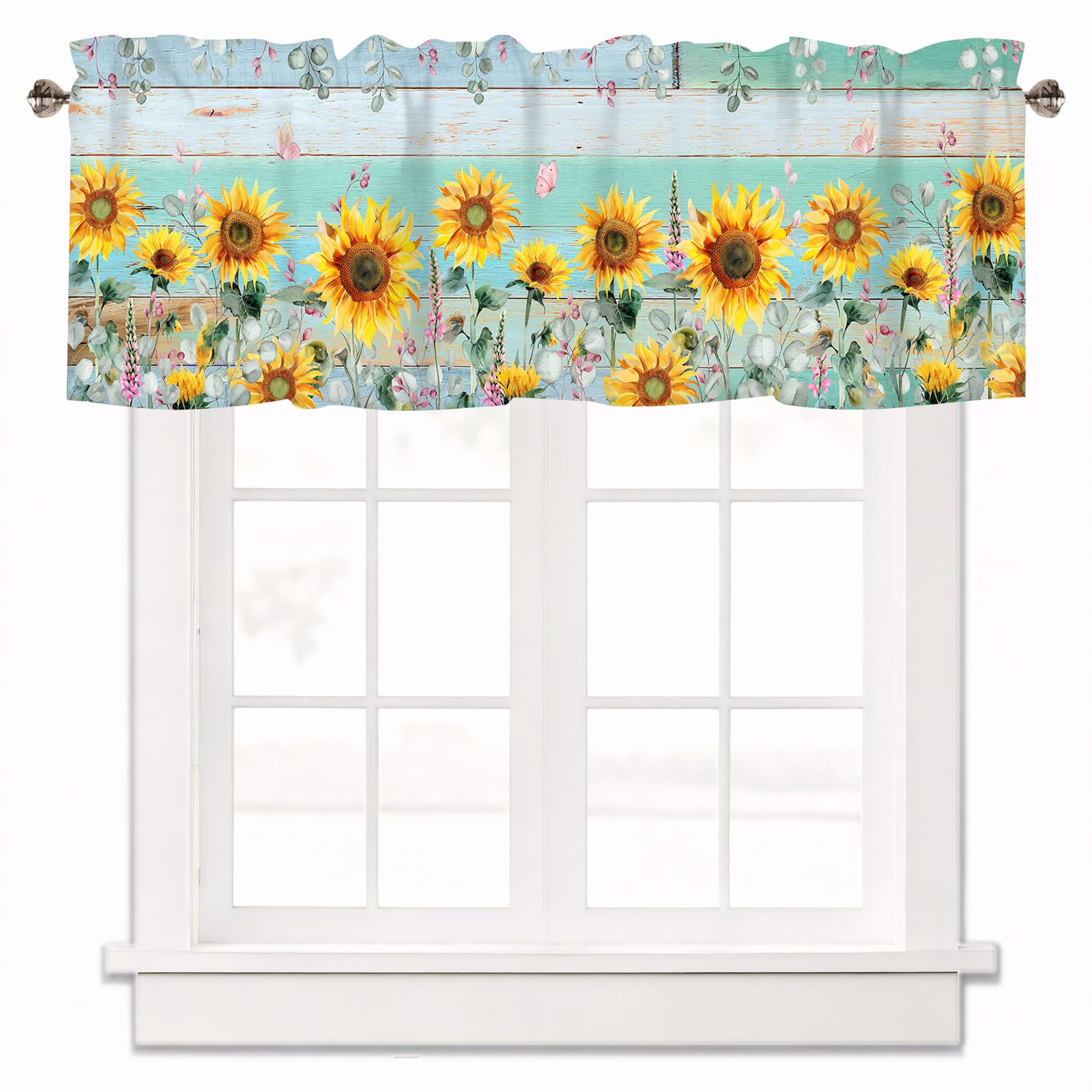Sunflower Curtain Valance for Windows 42x12 Inch 1 Panel