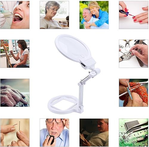 Miniatura 2 de Lupa grande plegable y portátil con 2 luces LED lente de 55 pulgadas la mejor lupa manos libres para lectura y diseño de joyas etc