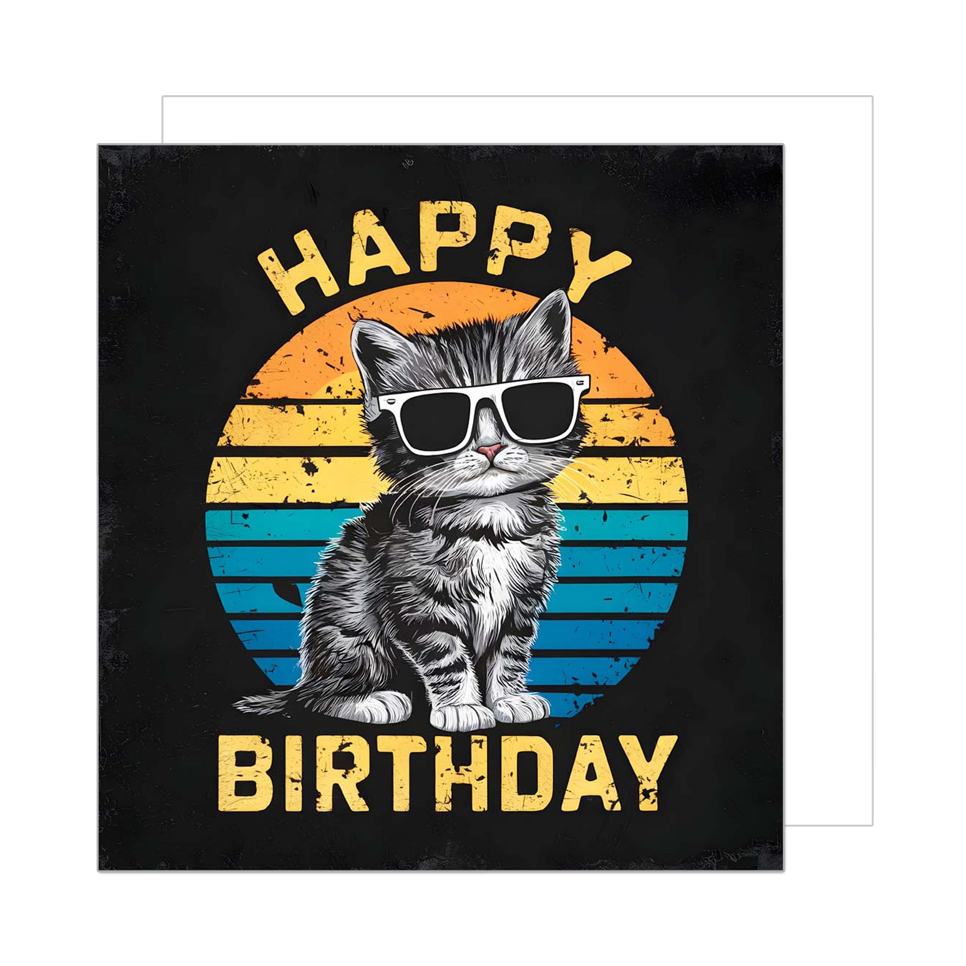Edition Seidel Biglietto d'auguri quadrato Premium busta. Biglietto di auguri di buon compleanno a forma di animale per donna uomo Beach Cool Cat Funny Humor (GQ297 SW024