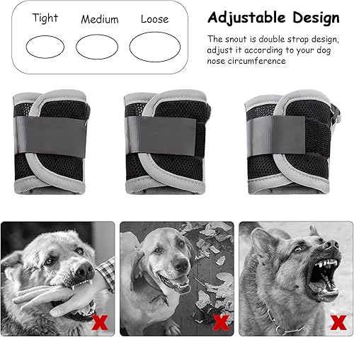 Miniatura 5 de Bozal para perro, 2 bozales de malla para ladrar, morder, masticar, bozal ajustable para cachorros, bozal suave y cómodo para perros pequeños,