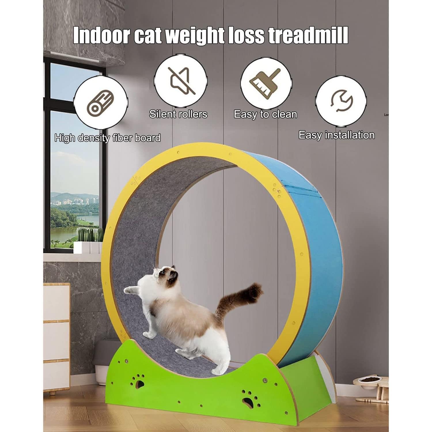 HNCXHX Gato De Rueda De Ejercicio Gato con Pista De Alfombra,Correr,Girar Y Rascar La DiversióN,El Juguete para Gato,La Cinta De Correr del Dispositivo De Peso De La PéRdida